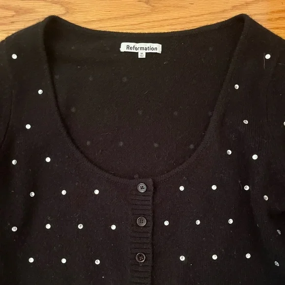 Reformation Nathalia Regenerative Wool Cardigan in Black Size M - Picture 3 of 6
